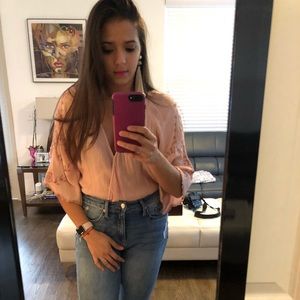 SOLD🚫 Boho Embroidered Pink Top